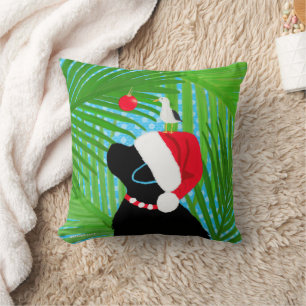 Cojín Decorativo Tropical Black Lab Santa Gaviota de Navidad