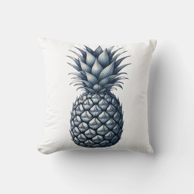Cojín Decorativo Tropical Blue Pineapple Botanical (Anverso)