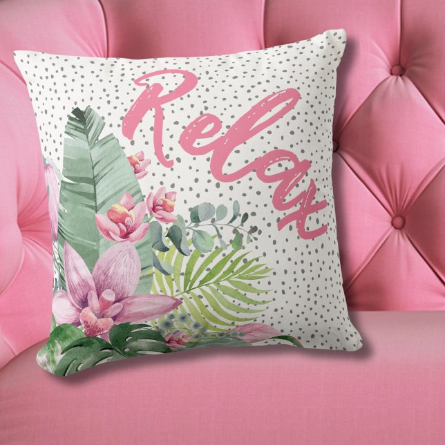 Cojín Decorativo Tropical Botánico-Floral (Floral Watercolor Tropical Throw Pillow)