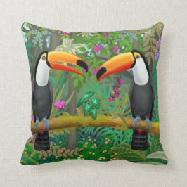 Cojín decorativo tropical de los pájaros de Toucan