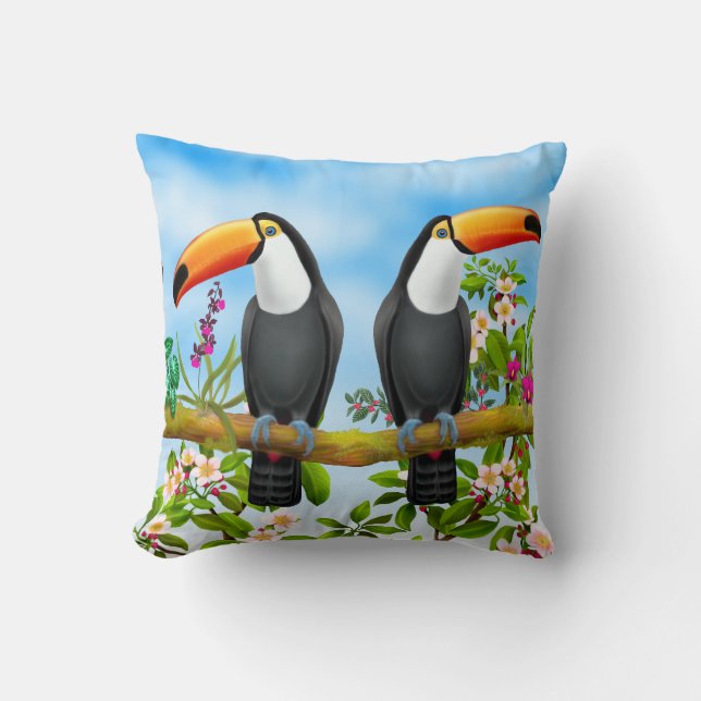 Cojín decorativo tropical de Toucans (Anverso)