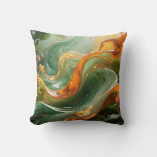Cojín Decorativo Tropical Esmeralda Ámbar Remolino