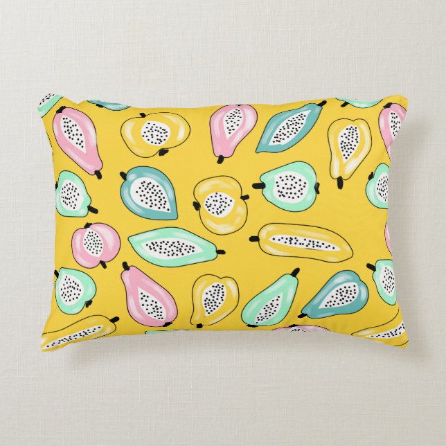 Cojín Decorativo Tropical fruits print pattern illustration (Anverso)