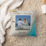 Cojín Decorativo Tropical ocean beach bride groom photo wedding<br><div class="desc">Tropical ocean beach,  bride and groom photo,  wedding Throw Pillow.
You can add your own photos,   names and date.</div>
