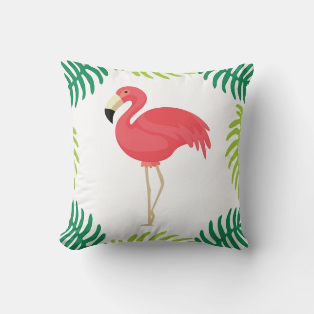 Cojín decorativo tropical rosado del flamenco (Anverso)