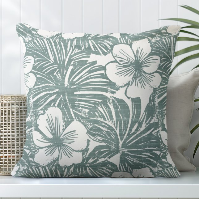 Cojín decorativo tropical verde y blanco verde azu (Subido por el creador)