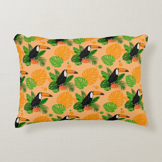 Cojín Decorativo Trópico Toucan Bird Seamless Pattern (Anverso)