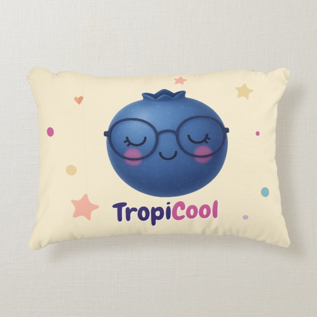 Cojín Decorativo TropiCool Blueberry - Fruta Kawaii (Anverso)