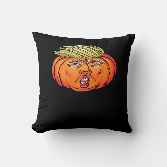 Cojín Decorativo Truco O Traición Anti Calabaza De Halloween Trumpk (Anverso)