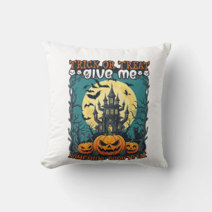 Cojín Decorativo Truco o trato Halloween Casa embrujada Calabazas L