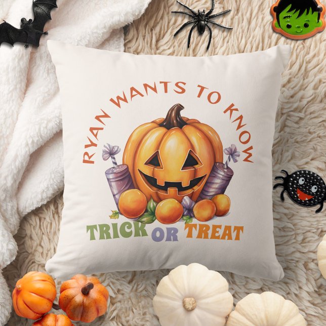 Cojín Decorativo Truco personalizado o tratamiento de calabaza dive (Subido por el creador)