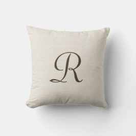 Cojín Decorativo Truco texturado de Burlap Monograma Rústico