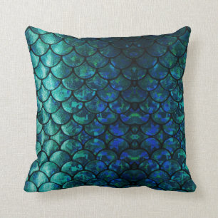 Cojín Decorativo Trullos y azules de océano en diseño de la siren