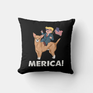 Cojín Decorativo Trump América Chihuahua Perro Héroe Americano
