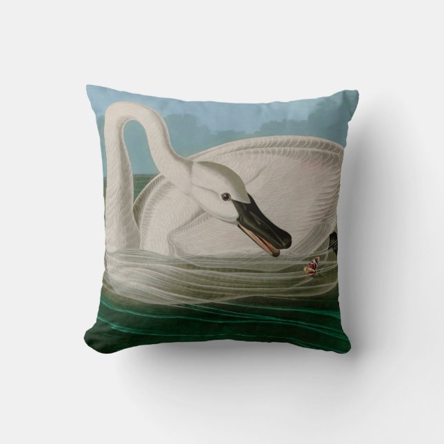 Cojín Decorativo Trumpeter Swan Birds of America Audubon Print (Anverso)