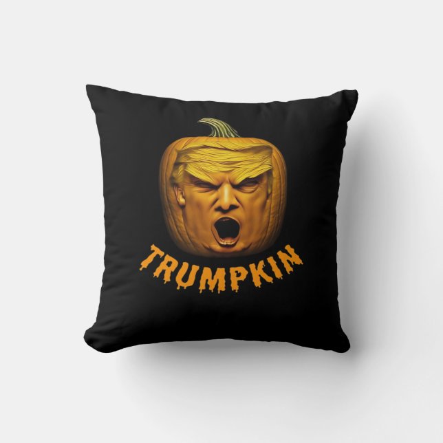 Cojín Decorativo Trumpkin - Funny Donald Pumpkin Halloween Classic (Anverso)