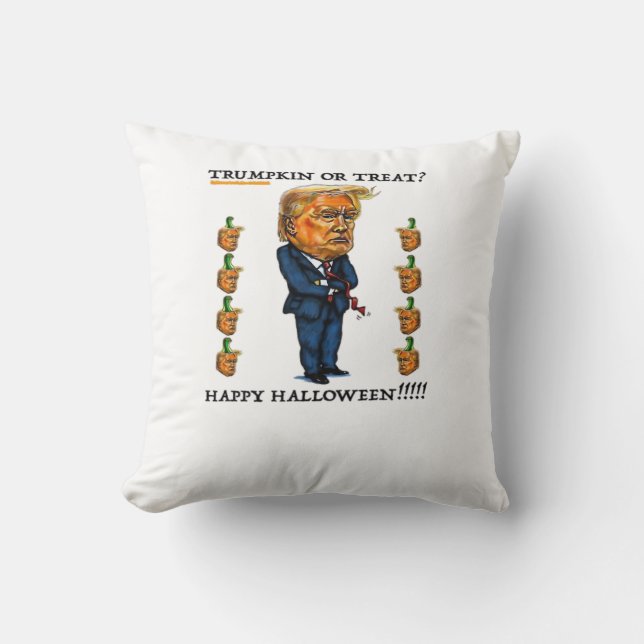 Cojín Decorativo Trumpkin O Trate Clásico (Anverso)