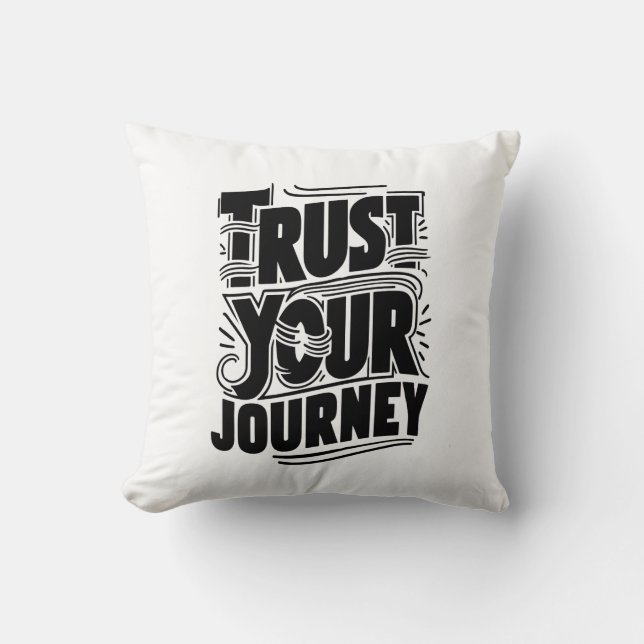 Cojín Decorativo Trust Your Journey Vertical Typography Art (Anverso)