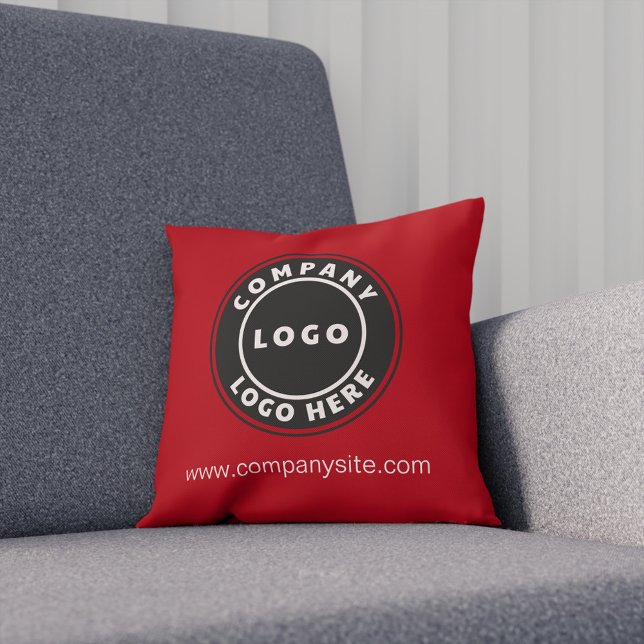 Cojín Decorativo Tu empresa Logo Business Showroom Red (Business Logo Elegant Red Throw Pillow)
