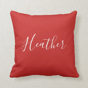 Cojín Decorativo Tu escritura blanca personalizada sobre rojo