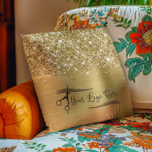 Cojín Decorativo Tu Logo Brillante Dorado Glam
