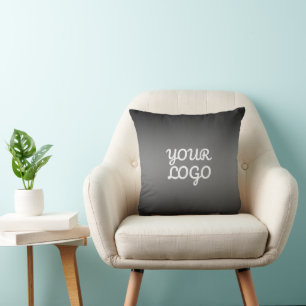 Cojín Decorativo Tu Logo & Moderno Simple Ombre Gris Oscuro