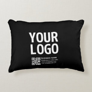 Cojín Decorativo Tu logotipo con código QR editable y texto
