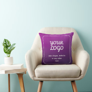 Cojín Decorativo Tu logotipo y elegante degradado de luz a púrpura 