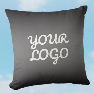 Cojín Decorativo Tu logotipo y ombre de color gris oscuro moderno e