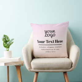 Cojín Decorativo Tu logotipo y texto | Pink & Peach Ombre