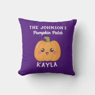 Cojín Decorativo Tu nombre calabaza parche Kawaii Cute Halloween