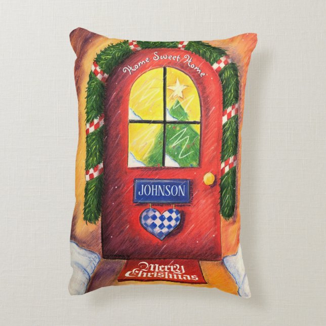 Cojín Decorativo Tu nombre rojo merry Personalizar de la puerta del (Atrás (Vertical))