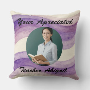 Cojín Decorativo Tu Profesor Apreciado Foto Nombre Wavy Purple