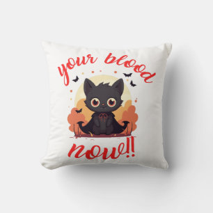 Cojín Decorativo ¡TU SANGRE AHORA!! - Gatito vampiro