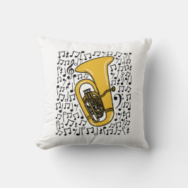 Cojín Decorativo Tuba Musical Notes Tubaist Brass Músico