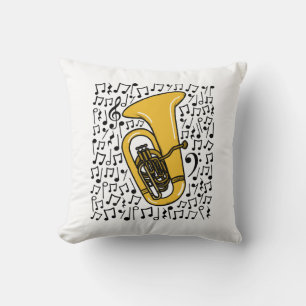 Cojín Decorativo Tuba Musical Notes Tubaist Brass Músico