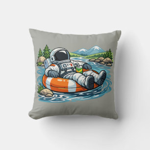 Cojín Decorativo Tubing en el río del astronauta