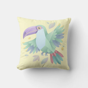 Cojín Decorativo Tucán Pastel Geométrico – Ave Tropical Minimalista