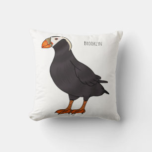 Cojín Decorativo Tufted puffin bird cartoon illustration