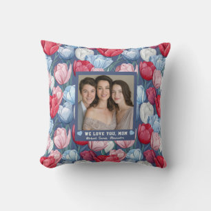 Cojín Decorativo Tulipán Azul Botánico  StepMom Madre Foto  Oeste
