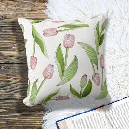 Cojín Decorativo Tulipán Botánico Moderno Rosa