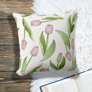Cojín Decorativo Tulipán Botánico Moderno Rosa