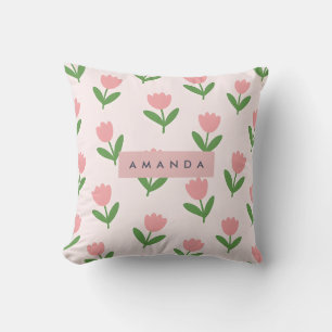 Cojín Decorativo Tulipán Floral Rosa Encantador Personalizado