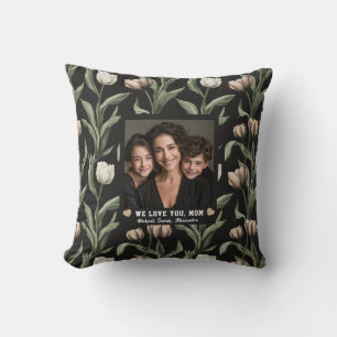 Cojín Decorativo Tulipán Negro Floral Madre Mamá Sofá
