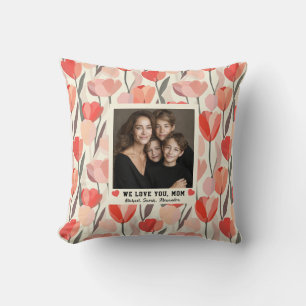 Cojín Decorativo Tulipán Rojo Flor Mamá Feliz Día de las Madres Occ