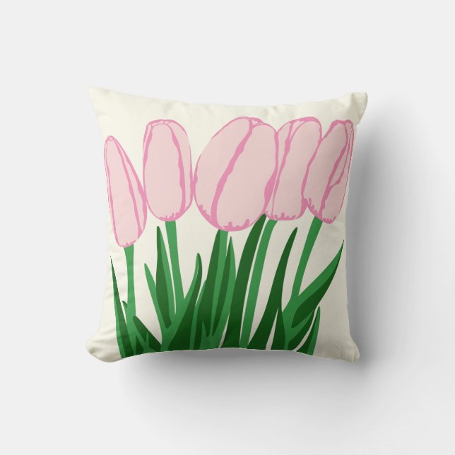 Cojín decorativo tulipán rosado (Anverso)