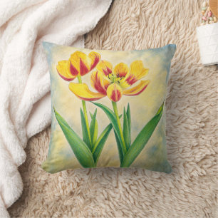 Cojín Decorativo Tulipanes amarillos y rojos