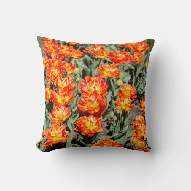 Cojín Decorativo Tulipanes de jengibre rojo brillante (Anverso)