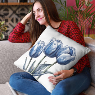 Cojín Decorativo Tulipanes en azul de Delft