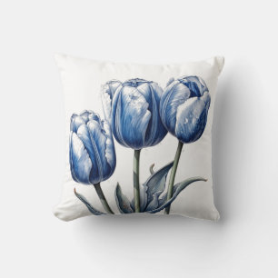 Cojín Decorativo Tulipanes en azul de Delft